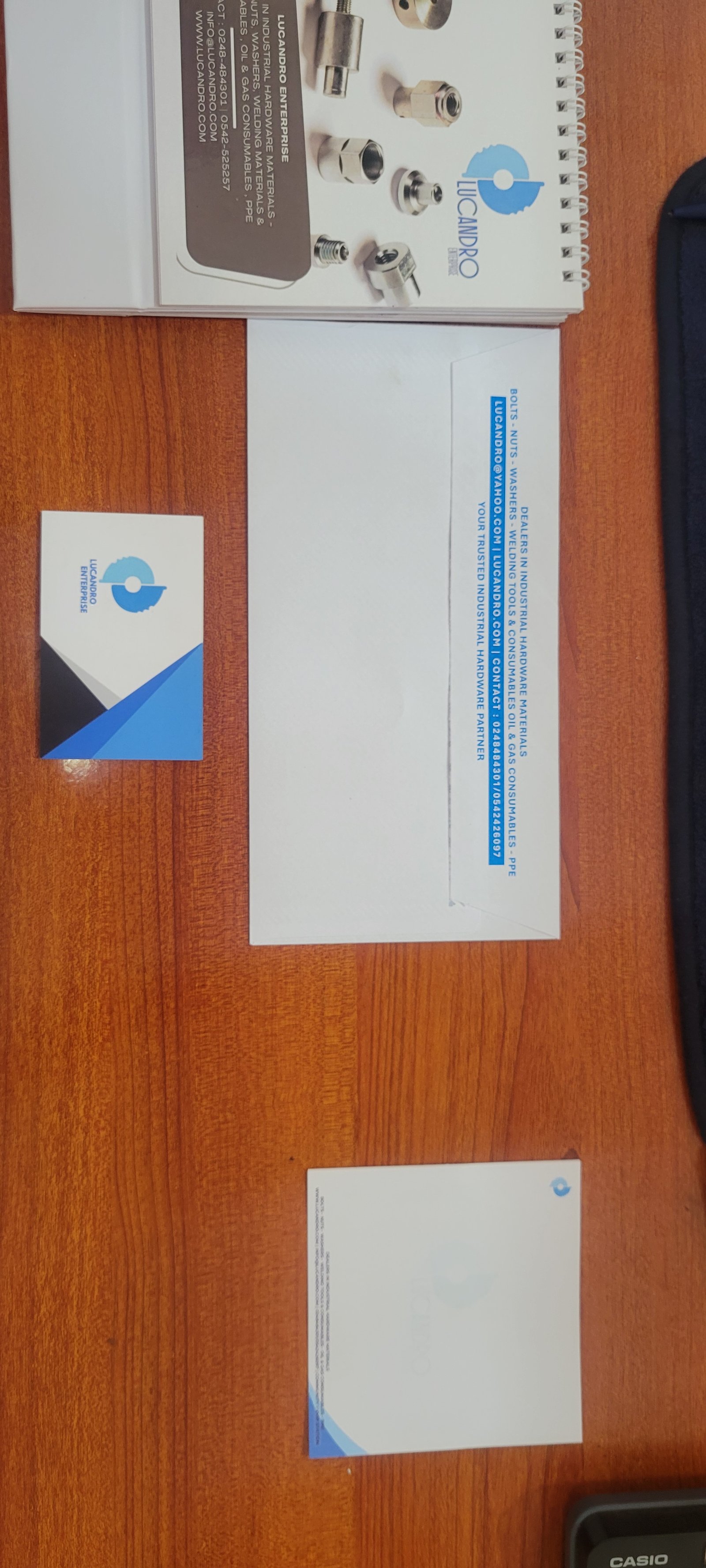 Lucandro branded stationery and printed materials